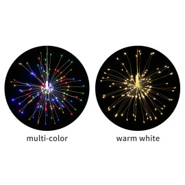 Fairy Firework String Light with Remote Control 120 LEDs Dimmable 8 Lighting Modes Wire Lights Decorative Hanging Starburst Lamp for Christmas Patio Indoor Outdoor Decoration