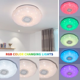 AC186-265V 36W LEDs Starlight Dimmable Music Ceiling Lamp Remote & APP Control High Sound Quality BT Speaker RGB Color Changing Party Star Lights Home Lighting Fixture
