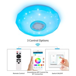 AC186-265V 36W LEDs Starlight Dimmable Music Ceiling Lamp Remote & APP Control High Sound Quality BT Speaker RGB Color Changing Party Star Lights Home Lighting Fixture