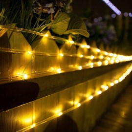 Leds Solar Rope Lights Outdoor 8 Modes Waterproof Tube Lamp with Touching Switch for Garden Yard Fence Walkway Festival Party