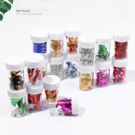 Nail Foil Set with Nail Tools 6 Bottles of Flakes Foil for Nail Art Painting & Crafts Double-sided Nail Art Stickers Glitter Foil