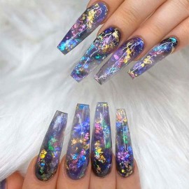 Nail Foil Set with Nail Tools 6 Bottles of Flakes Foil for Nail Art Painting & Crafts Double-sided Nail Art Stickers Glitter Foil