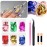 Nail Foil Set with Nail Tools 6 Bottles of Flakes Foil for Nail Art Painting & Crafts Double-sided Nail Art Stickers Glitter Foil