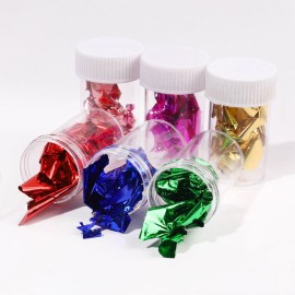 Nail Foil Set with Nail Tools 6 Bottles of Flakes Foil for Nail Art Painting & Crafts Double-sided Nail Art Stickers Glitter Foil