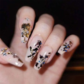 Nail Foil Set with Nail Tools 6 Bottles of Flakes Foil for Nail Art Painting & Crafts Double-sided Nail Art Stickers Glitter Foil