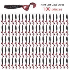 100pcs 4cm Soft Artificial Fishing Lures Swimbait Tail Grub Lures Worm Moggot Grub Lures Baits