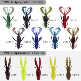 4PCS Soft Shrimp 10cm 10g Bait Soft Lures 10cm 10g Swimbait for Freshwater Fishing