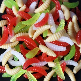 80pcs 2cm Fishing Lure Soft Plastic Artficial Maggot Grub Worm Soft Bait Lures