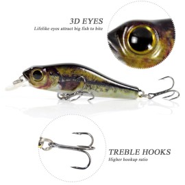 68mm 6.9g Fishing Minnow Lures 3D Lifelike Artificial Hard Fishing Sinking Bait Crankbait Swimbait Lure with Treble Hooks