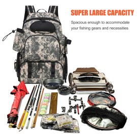 Fishing Tackle Backpack with 3 Fishing Tackle Trays Boxes Waterproof Fishing Tackle Storage Bag Organizer