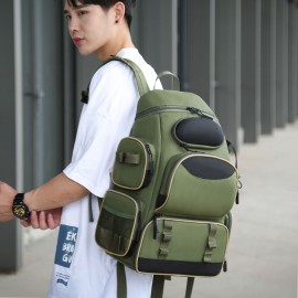 Fishing Tackle Backpack with 3 Fishing Tackle Trays Boxes Waterproof Fishing Tackle Storage Bag Organizer