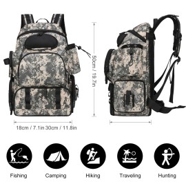 Fishing Tackle Backpack with 3 Fishing Tackle Trays Boxes Waterproof Fishing Tackle Storage Bag Organizer
