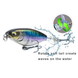 3.5in / 0.4oz Topwater Soft Rotating Fishing Lure Bionic Hard Bait with Treble Hook Lifelike Artificial Lure Floating Crankbait for Bass Pike   Saltwater Freshwater