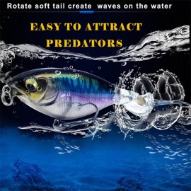 3.5in / 0.4oz Topwater Soft Rotating Fishing Lure Bionic Hard Bait with Treble Hook Lifelike Artificial Lure Floating Crankbait for Bass Pike   Saltwater Freshwater