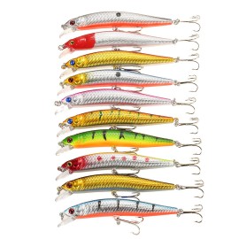 10PCS Minnow Hooks Plastic Fishing Lures Baits Crank Bait Set Fish Lure Wobbler Hard Baits