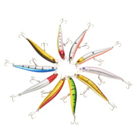 10PCS Minnow Hooks Plastic Fishing Lures Baits Crank Bait Set Fish Lure Wobbler Hard Baits