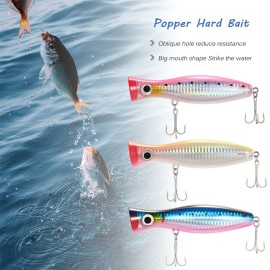 4.7IN Big Popper Lure Bait Hard Baits Fishing Lure Baits Topwater Bait with High Carbon Steel Hooks