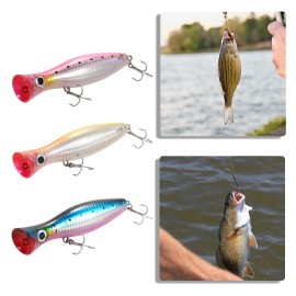 4.7IN Big Popper Lure Bait Hard Baits Fishing Lure Baits Topwater Bait with High Carbon Steel Hooks