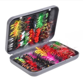 Fly Fishing Flies Kit 20/100pcs Assorted Fly Fishing Lures Hooks with Fly Box