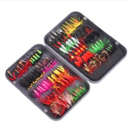 Fly Fishing Flies Kit 20/100pcs Assorted Fly Fishing Lures Hooks with Fly Box
