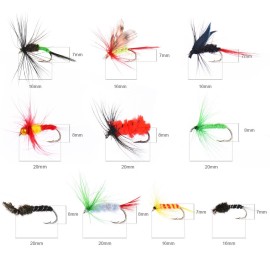 Fly Fishing Flies Kit 20/100pcs Assorted Fly Fishing Lures Hooks with Fly Box