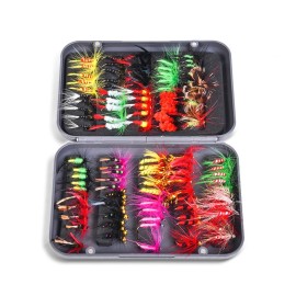 Fly Fishing Flies Kit 20/100pcs Assorted Fly Fishing Lures Hooks with Fly Box