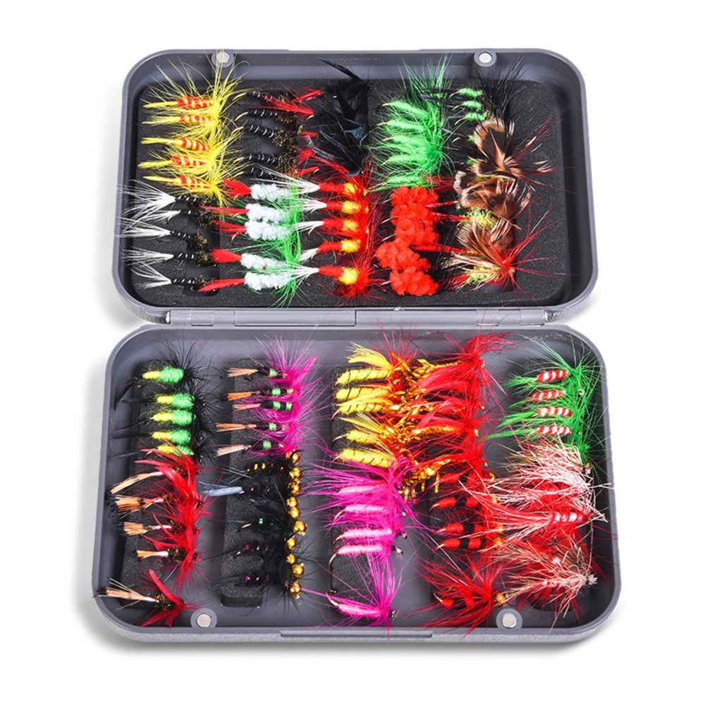 Fly Fishing Flies Kit 20/100pcs Assorted Fly Fishing Lures Hooks with Fly Box
