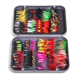 Fly Fishing Flies Kit 20/100pcs Assorted Fly Fishing Lures Hooks with Fly Box