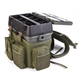 Multifunctional Fishing Backpack with Tackle Box Fishing Gear Utility Storage Shoulder Bag