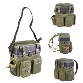Multifunctional Fishing Backpack with Tackle Box Fishing Gear Utility Storage Shoulder Bag