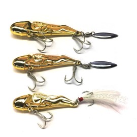 10g / 15g / 25g Fishing Lure with 2 Triple Hooks Spoon Lure Fishing Bait with Reflective Metal Tail Carp Fishing Tackles