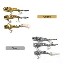 10g / 15g / 25g Fishing Lure with 2 Triple Hooks Spoon Lure Fishing Bait with Reflective Metal Tail Carp Fishing Tackles