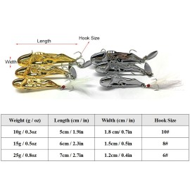 10g / 15g / 25g Fishing Lure with 2 Triple Hooks Spoon Lure Fishing Bait with Reflective Metal Tail Carp Fishing Tackles