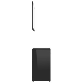 Bathroom Furniture Set High Gloss Black Chipboard