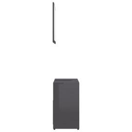 Bathroom Furniture Set High Gloss Grey Chipboard