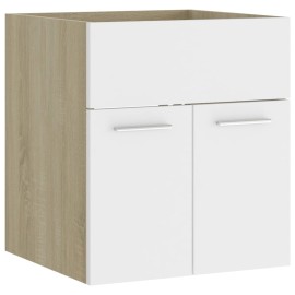 Sink Cabinet White and Sonoma Oak 41x38.5x46 cm Chipboard