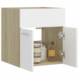 Sink Cabinet White and Sonoma Oak 41x38.5x46 cm Chipboard