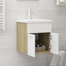 Sink Cabinet White and Sonoma Oak 41x38.5x46 cm Chipboard