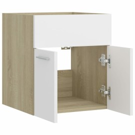 Sink Cabinet White and Sonoma Oak 41x38.5x46 cm Chipboard