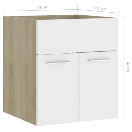 Sink Cabinet White and Sonoma Oak 41x38.5x46 cm Chipboard