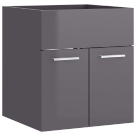Sink Cabinet High Gloss Grey 41x38.5x46 cm Chipboard