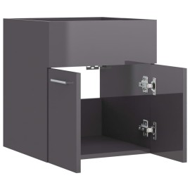 Sink Cabinet High Gloss Grey 41x38.5x46 cm Chipboard