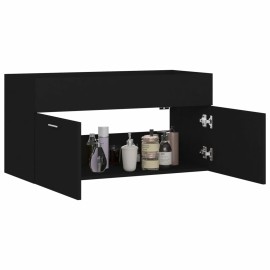 Sink Cabinet Black 90x38.5x46 cm Chipboard
