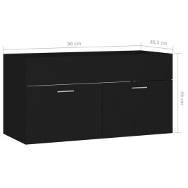 Sink Cabinet Black 90x38.5x46 cm Chipboard