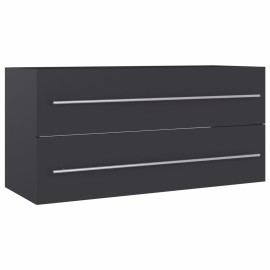 2 Piece Bathroom Furniture Set Grey Chipboard