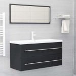2 Piece Bathroom Furniture Set Grey Chipboard