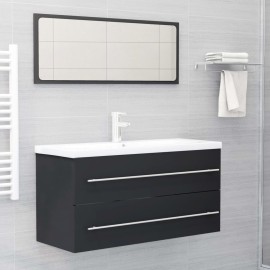 2 Piece Bathroom Furniture Set Grey Chipboard