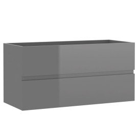 Sink Cabinet High Gloss Grey 90x38.5x45 cm Chipboard