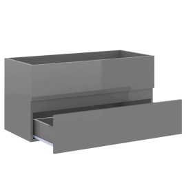 Sink Cabinet High Gloss Grey 90x38.5x45 cm Chipboard