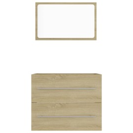 2 Piece Bathroom Furniture Set Sonoma Oak Chipboard